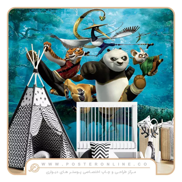 پوستر دیواری پسرانه طرح کارتون پاندای کونفوکار