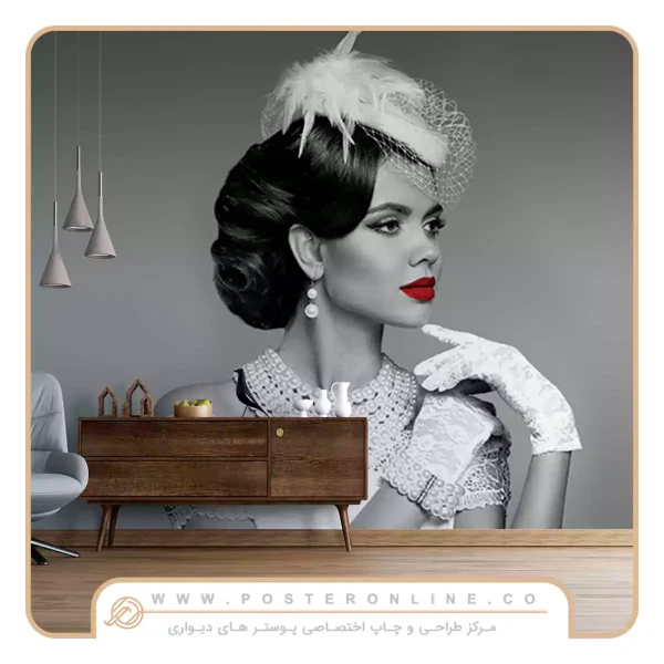 پوستر دیواری آرایشگاه زنانه طرح استایل کلاسیک سیاه و سفید