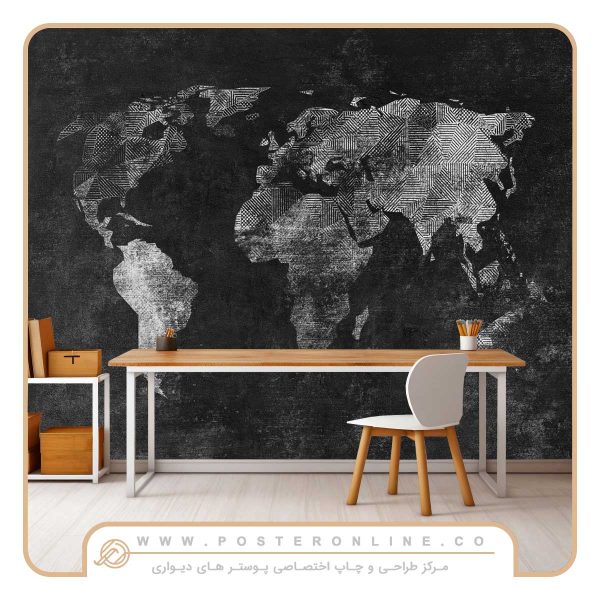 پوستر دیواری نقشه با بک مشکی