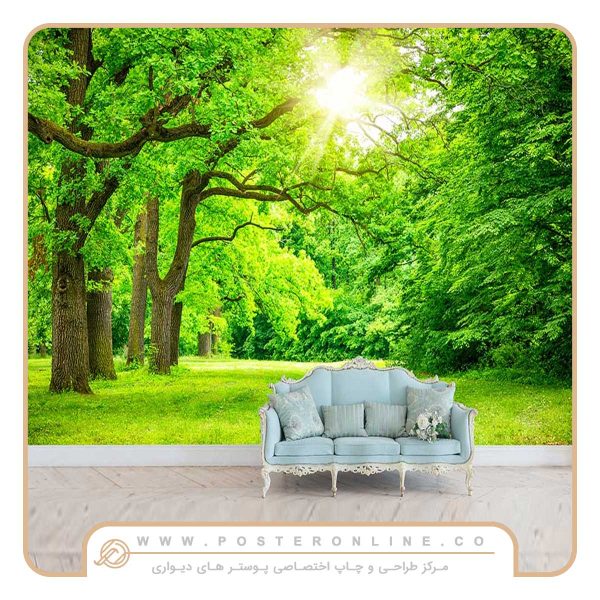 پوستر دیواری سه بعدی طرح جنگل سرسبز