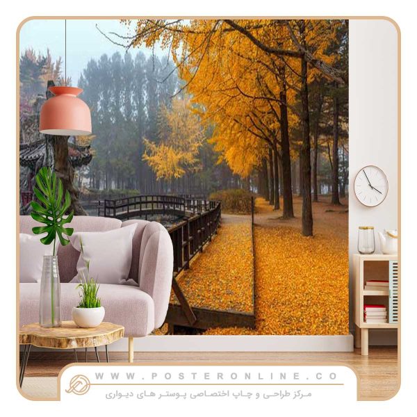 پوستر دیواری دریاچه پاییزی