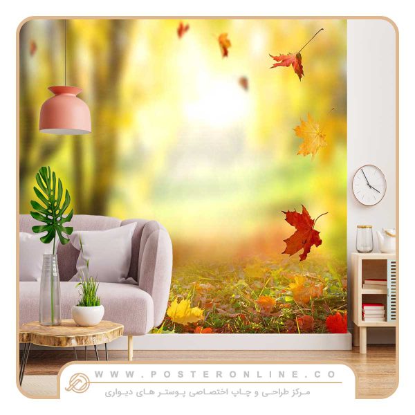 پوستر دیواری منظره پاییز طرح برگ خزان