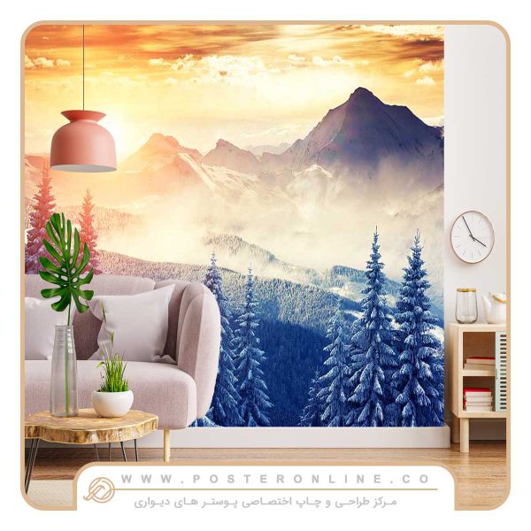 پوستر دیواری منظره زمستان در کوهستان