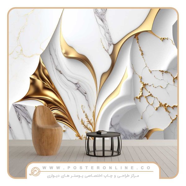 پوستر دیواری سنگ طرح ترکیبی سفید رنگ