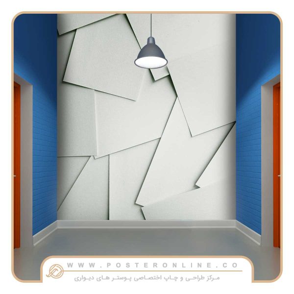 پوستر دیواری راهرو طرح هندسی خاکستری