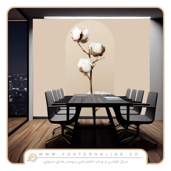 پوستر دیواری اتاق جلسات طرح گل سه بعدی