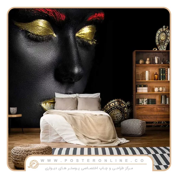 پوستر دیواری چهره زن همراه میکاپ شب رنگ