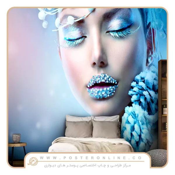 پوستر دیواری آرایشگاه زنانه میکاپ آبی