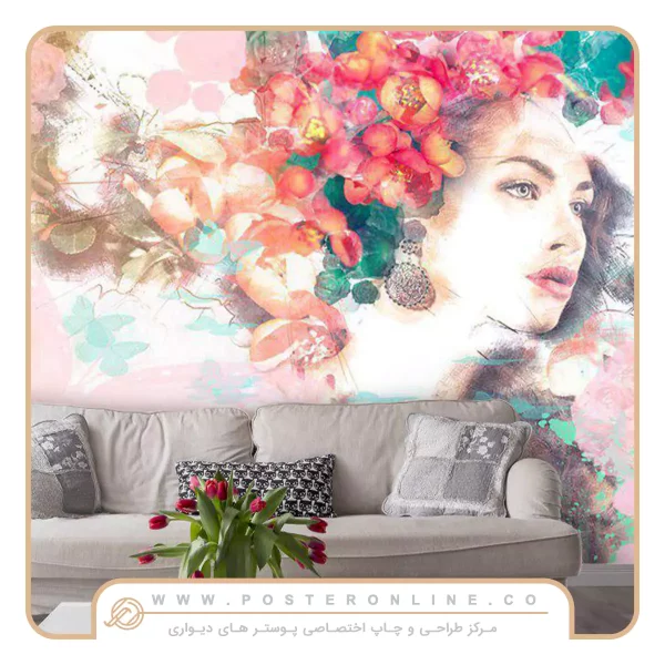پوستر دیواری تصویر دوبعدی چهره زن