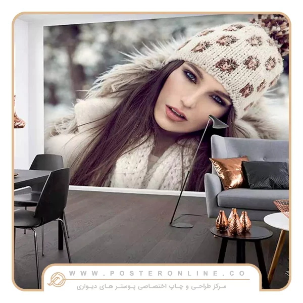 پوستر دیواری تصویر چهره زن با استایل زمستانی