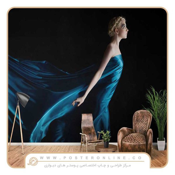 پوستر دیواری بانو با پارچه ساتن نیم رخ