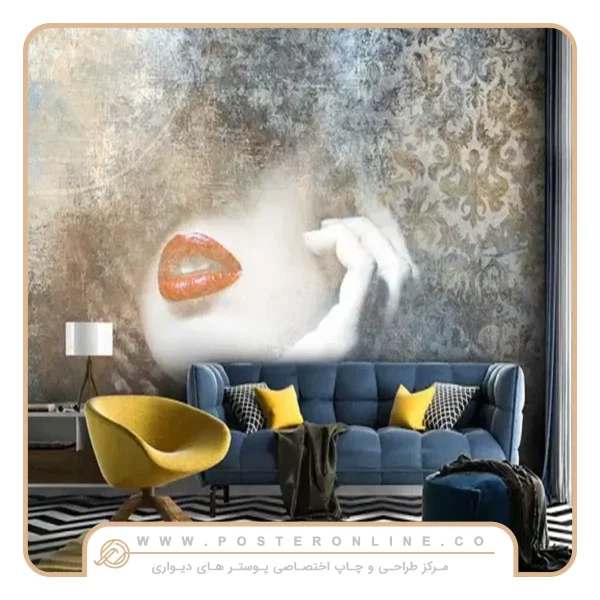 پوستر دیواری لاکچری پتینه طرح چهره و خانم