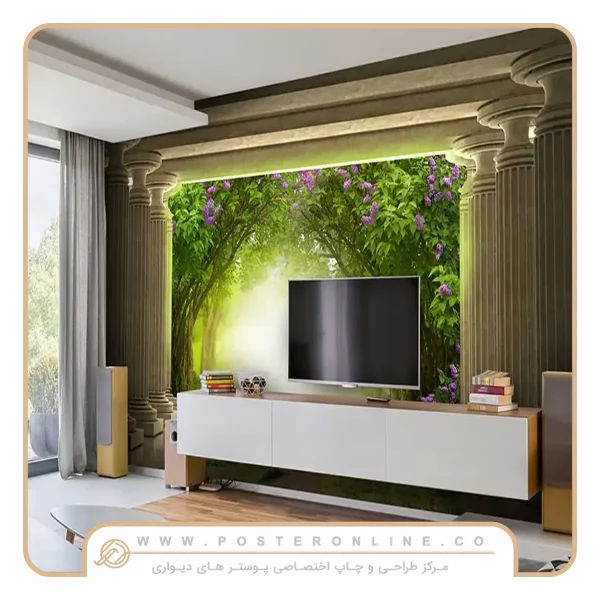پوستر دیواری لاکچری پتینه طرح شاخه و برگ