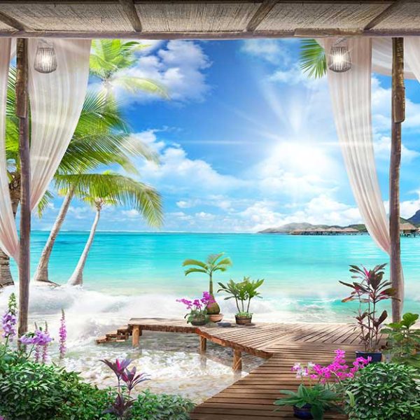 پوستر دیواری الاچیق در ساحل دریا