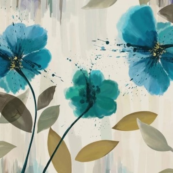 پوستر دیواری گل سه بعدی برجینا آبی کبالت