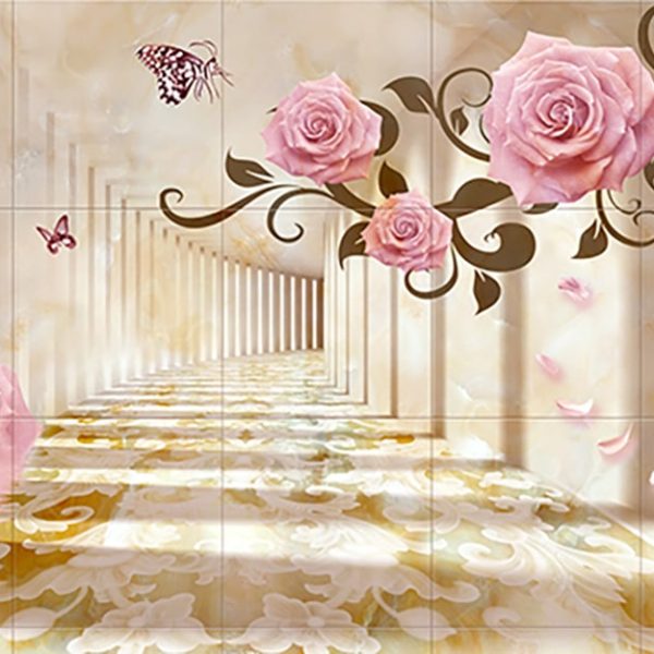 پوستر دیواری گل سه بعدی رز گلبهی