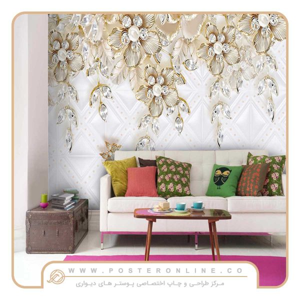 پوستر دیواری گل سه بعدی سپاس جواهری