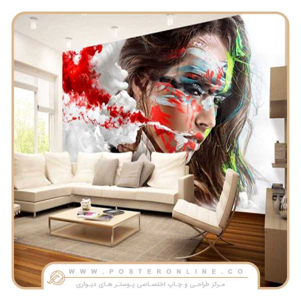 پوستر دیواری گرافیتی چهره رنگی